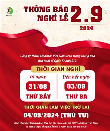 Thông báo lịch nghỉ lễ quốc khánh 2/9 công ty tnhh medistar việt nam