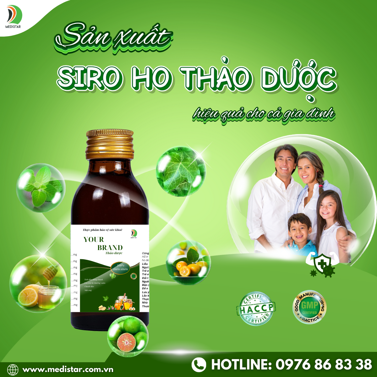 Medistar sản xuất siro ho thảo dược